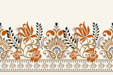 Ilustración de Ikat bordado paisley floral sobre fondo blanco.Ikat patrón étnico oriental traditional.Aztec estilo abstracto vector illustration.design para textura, tela, ropa, envoltura, decoración, sarong, bufanda - Imagen libre de derechos