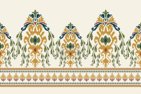Ikat bordado paisley floral sobre fondo blanco.Ikat patrón étnico oriental traditional.Aztec estilo abstracto vector illustration.design para textura, tela, ropa, envoltura, decoración, sarong, bufanda