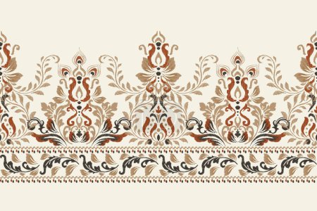 Illustration for Ikat floral pattern traditional on white background vector illustration.Ikat ethnic oriental embroidery,Aztec style,abstract background.design for texture,fabric,clothing,wrapping,decoration,sarong. - Royalty Free Image