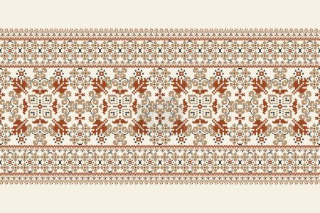 Geometric ethnic oriental pattern traditional on white background.floral pixel art embroidery vector illustration.Aztec style,abstract background.design for texture,fabric,cloth,decoration,scarf,print
