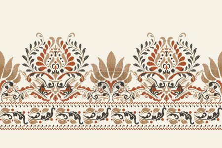 Illustration for Ikat floral pattern traditional on white background vector illustration.Ikat ethnic oriental embroidery,Aztec style,abstract background.design for texture,fabric,clothing,wrapping,decoration,sarong. - Royalty Free Image