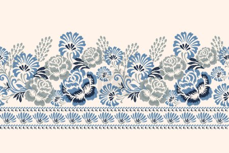 Ikat floral pattern traditional on white background vector illustration.Ikat ethnic oriental embroidery,Aztec style,abstract background.design for texture,fabric,clothing,wrapping,decoration,sarong.