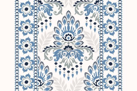 Ikat floral on white background vector 