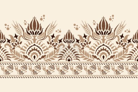 Damas Ikat motif floral sur fond blanc vecteur illustration.ink texture brodery.Aztec style abstrait, dessiné à la main, baroque.design pour la texture, tissu, vêtements, emballage, décoration, écharpe, sarong.