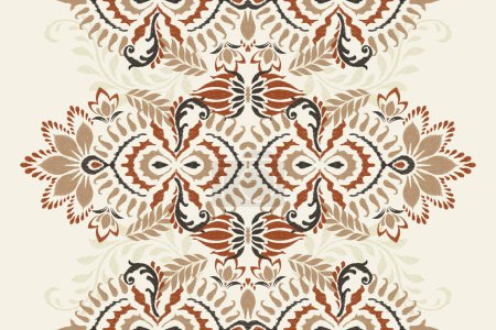 Damas Ikat motif floral sur fond blanc vecteur illustration.ink texture broderie style aztèque abstrait, dessiné à la main, baroque.design pour la texture, tissu, vêtements, emballage, décoration, écharpe, tapis.