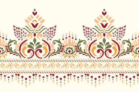 Damast Ikat Blumenmuster auf weißem Hintergrund Vektor illustration.ink Textur Stickerei.Aztec Stil abstrakt, handgezeichnet, barocke.design für Textur, Stoff, Kleidung, Verpackung, Dekoration, Schal, Druck.