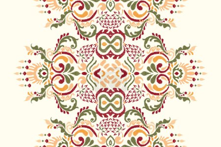 Damas Ikat motif floral sur fond blanc vecteur illustration.ink texture broderie style aztèque abstrait, dessiné à la main, baroque.design pour la texture, tissu, vêtements, emballage, décoration, écharpe, tapis.