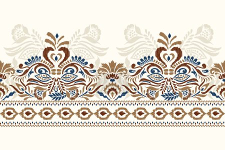 Ikat paisley bordado sobre fondo blanco.Ikat patrón étnico oriental tradicional, estilo azteca, fondo abstracto, vector illustration.design para textura, tela, ropa, sarong, decoración, impresión.