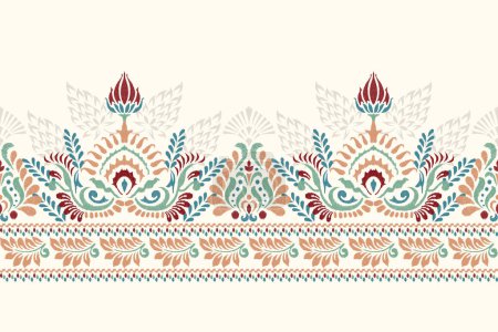 Ikat paisley broderie sur fond blanc.Ikat motif ethnique oriental traditionnel, style aztèque, fond abstrait, illustration vectorielle.design pour la texture, tissu, vêtements, sarong, décoration, impression.