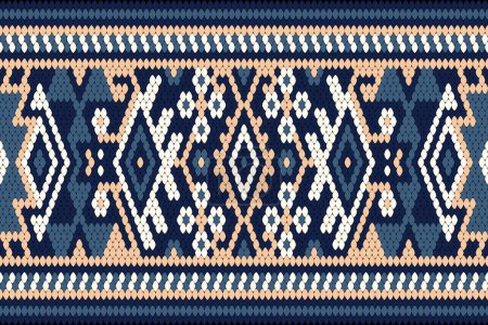 Geometric ethnic oriental pattern on navy blue background vector illustration.traditional ornament of the inhabitants of east.Aztec style,abstract background.design for texture,,clothing,decoration.