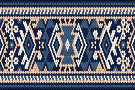 Geometric ethnic oriental pattern on navy blue background vector illustration.traditional ornament of the inhabitants of east.Aztec style,abstract background.design for texture,,clothing,decoration.
