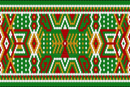 Geometric ethnic oriental pattern on green background vector illustration.traditional ornament of the inhabitants of east.Aztec style,abstract background.design for texture,,clothing,decoration,print.