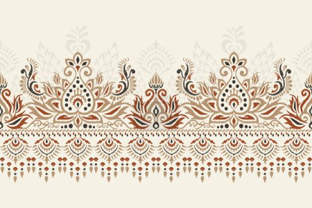 Ikat Paisley Stickerei auf weißem Hintergrund. Ikat ethnisch orientalische Muster traditionell, aztekischen Stil, abstrakten Hintergrund, Vektorillustration. Design für Textur, Stoff, Kleidung, Sarong, Dekoration, Druck.