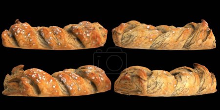 Téléchargez les photos : Illustration 3D de gâteaux isolés sur fond noir - en image libre de droit