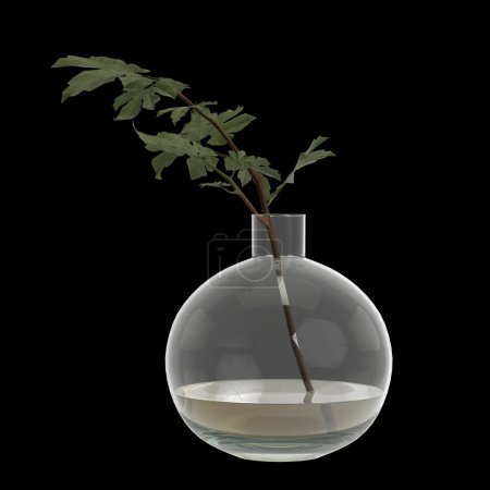Téléchargez les photos : Illustration 3D de la décoration de vase en verre dans un espace de luxe isolé fond noir - en image libre de droit