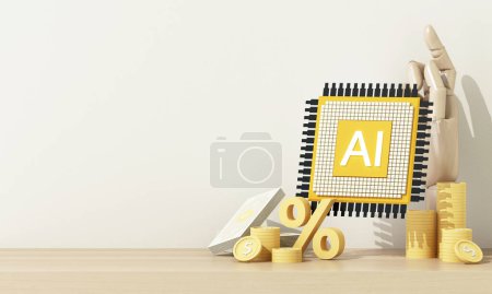 Photo for Technology concept artificial intelligence microchip circuit board to helping the business in the future help calculate and develop for growth and generate wealthy financial income. 3d rendering - Royalty Free Image