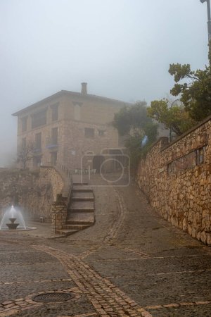 a foggy day, alquezar spain the most beautiful town in spain