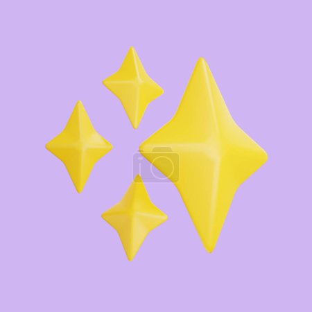 Photo for 3D render gold star sparkle emoji. star Magic element. Cute shiny star object. mark speech bubble icon. symbol concept, Minimal design. - Royalty Free Image