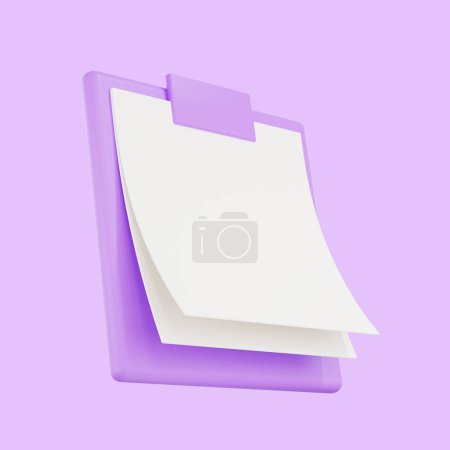 Portapapeles 3D, icono del bloc de notas, todo lista de verificación, trabajo rápido en el plan de proyecto, pila de hojas de papel. Documento confirmado o aprobado. 