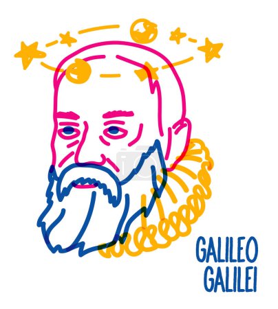 Foto de Galileo Galilei retrato vectorial retrato aislado. Ilustración vectorial - Imagen libre de derechos