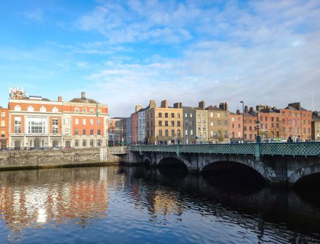Photo for The River Liffey (Dublin, Ireland) and the Grattan bridge - Royalty Free Image