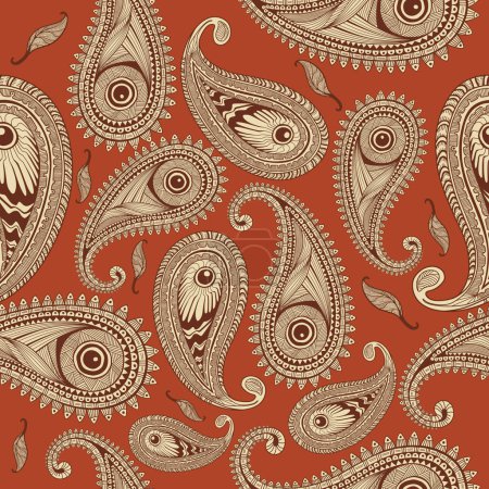 Illustration for Seamless pattern based on ornament paisley - Royalty Free Image