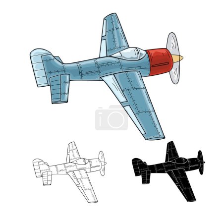 Téléchargez les illustrations : Avion au design rétro et vintage - en licence libre de droit