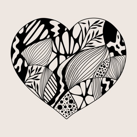 Téléchargez les illustrations : Coeurs style mandala isolé sur fond blanc - en licence libre de droit