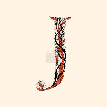 Photo for Letter J with branches and leaves - Royalty Free Image