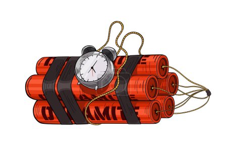 Ilustración de TNT dinamita bomba roja con un temporizador aislado sobre un fondo blanco - Imagen libre de derechos