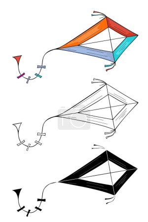 Téléchargez les illustrations : Joli cerf-volant vectoriel. Cerf-volant coloré isolé sur un fond transparent - en licence libre de droit