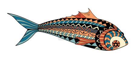 Téléchargez les illustrations : Beau poisson décoratif en technique ornementale - en licence libre de droit