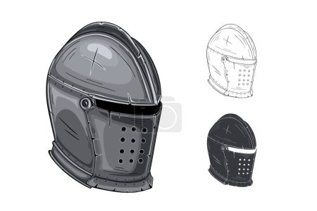 Photo for Medieval Knight Helmet with closed visor - Royalty Free Image