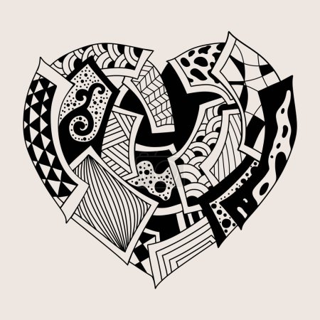 Téléchargez les illustrations : Coeurs style mandala isolé sur fond gris - en licence libre de droit
