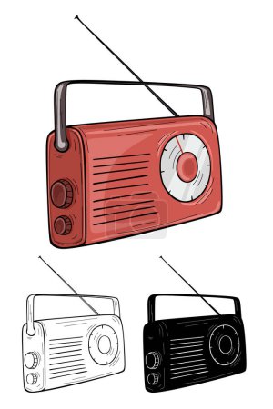 Téléchargez les illustrations : Vieux syntoniseur radio rouge. Illustration vectorielle - en licence libre de droit