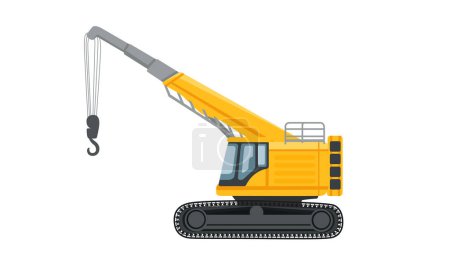 Illustration for Yellow Crane heavy industrial machine vector illustration isolated on white background. - Royalty Free Image