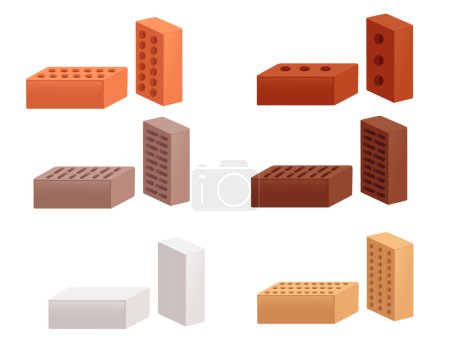 Illustration for Set of different building bricks vector illustration isolated on white background. - Royalty Free Image