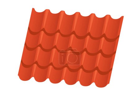 Red roof tiles vector illustration isolated on white background.