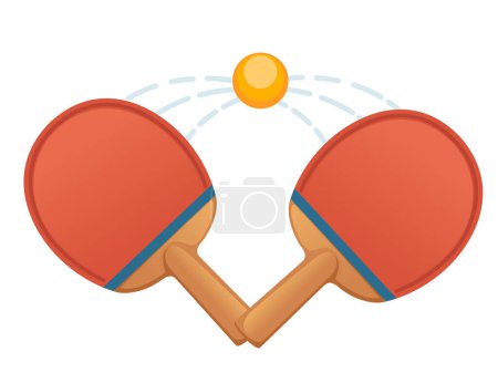 Illustration for Red wooden ping pong paddles table tennis rackets sport equipment vector illustration isolated on white background. - Royalty Free Image