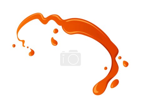 Ketchup sauce splashing stains flowing drops vector illustration isolated on white background.