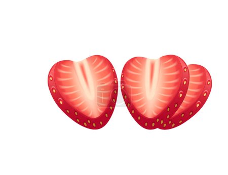 Ilustración de Rojo fresco natural rebanada de fresa dulce sabroso vector de bayas ilustración aislada sobre fondo blanco. - Imagen libre de derechos