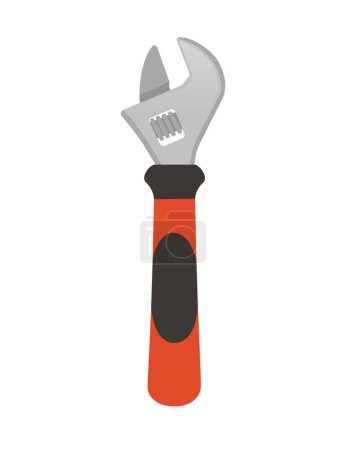 Illustration for Adjustable wrench with rubber handle hand tool instrument vector illustration isolated on white background. - Royalty Free Image