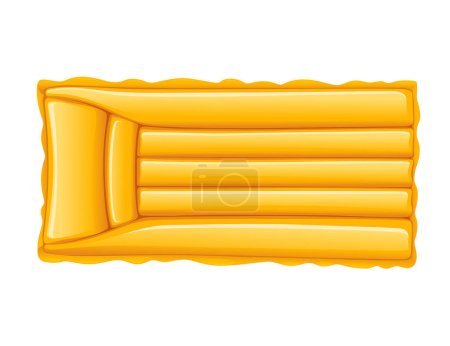 Illustration for Inflatable water mattress for pool bright yellow color vector illustration isolated on white background. - Royalty Free Image