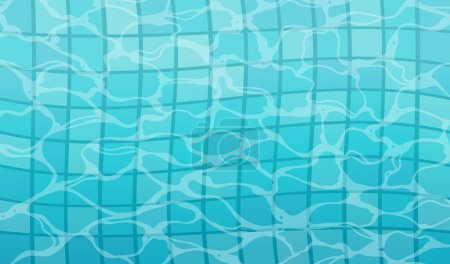 Water pool with ceramic tiles on bottom water texture vector illustration top view.