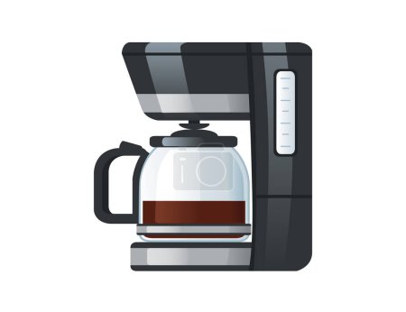 Ilustración de Máquina de café de estilo clásico con ilustración de vector de maceta de vidrio aislado sobre fondo blanco. - Imagen libre de derechos