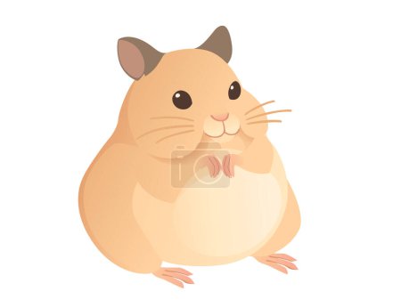 Téléchargez les illustrations : Hamster brun clair dessin animé mignon animal design illustration vectorielle isolé sur fond blanc. - en licence libre de droit