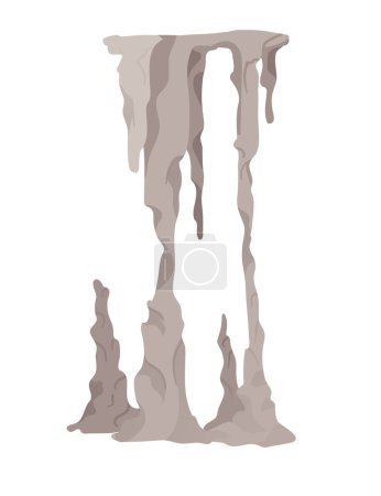 Ilustración de Cueva piedra mineral estalactita y estalagmitas columna crecimiento natural geología formaciones vector ilustración aislado sobre fondo blanco. - Imagen libre de derechos