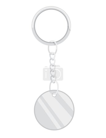 Illustration for Steel keychain with ring and chain vector illustration isolated on white background. - Royalty Free Image