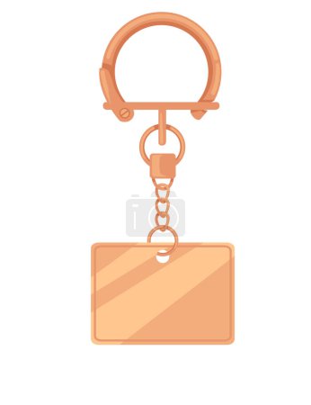 Illustration for Golden heart keychain with ring and chain vector illustration isolated on white background. - Royalty Free Image