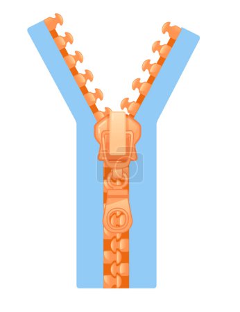 Illustration for Orange color zipper and puller vector illustration isolated on white background. - Royalty Free Image
